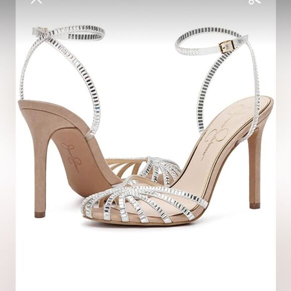 Jessica Simpson Jileta High Heel Sandals Womens Nude Buckle Sz 8.5 - Picture 1 of 15